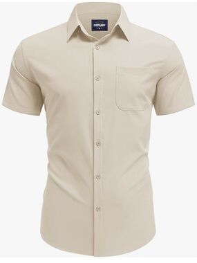 Men's Short-Sleeve Button-Down Shirt in Cream NWT